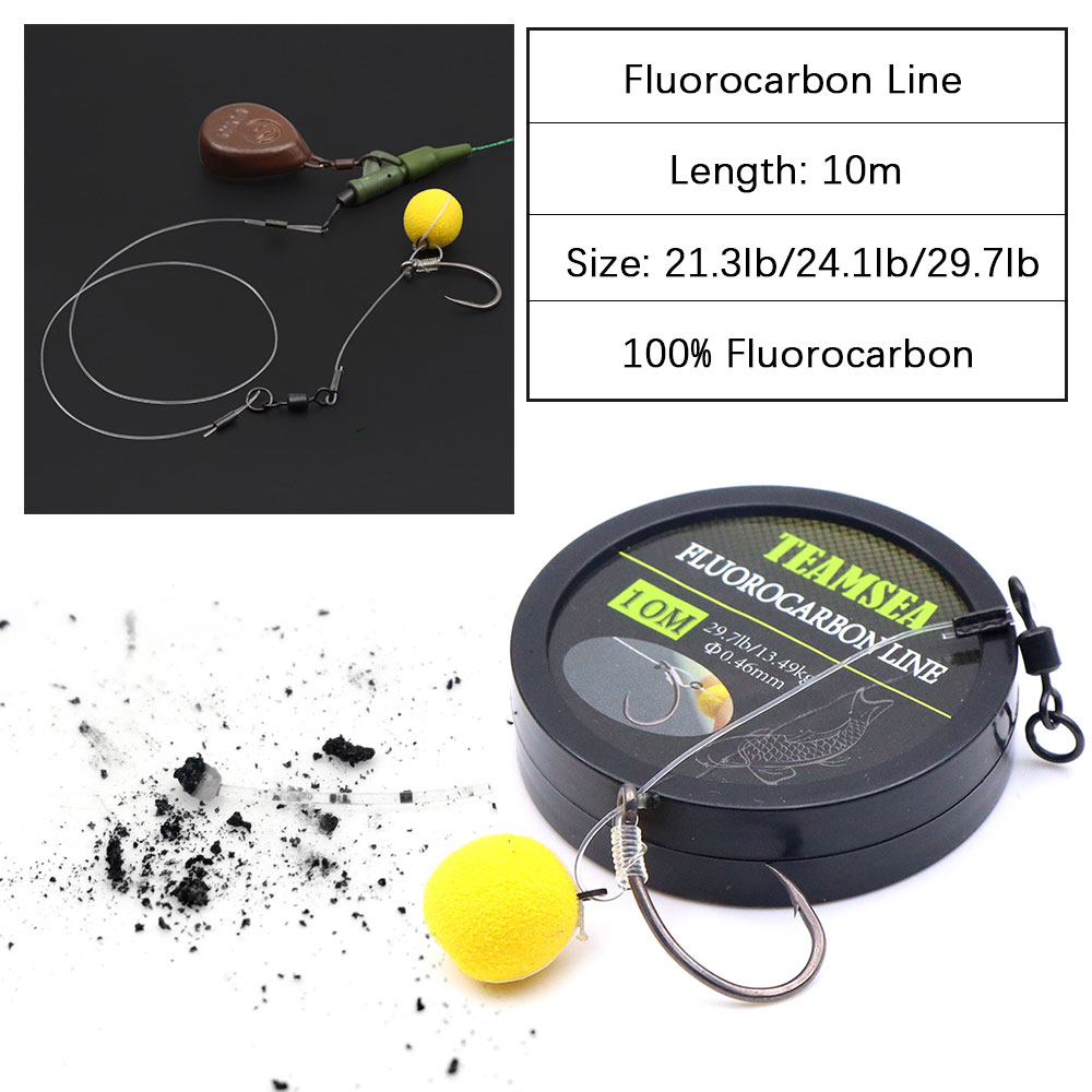 Fluorocarbon Line - สายตกปลาเคลือบฟลูออโรคาร์บอน 10 เมตร แข็งพิเศษ ทำจากคาร์บอนไฟเบอร์ สำหรับชุดตกปลาแบบ