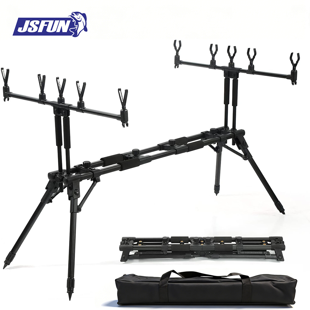 Fishing Rod Pod - JSFUN ขาตั้งคันเบ็ดแบบปรับได้ 5 คัน – ขาตั้งแบบยืดหดได้