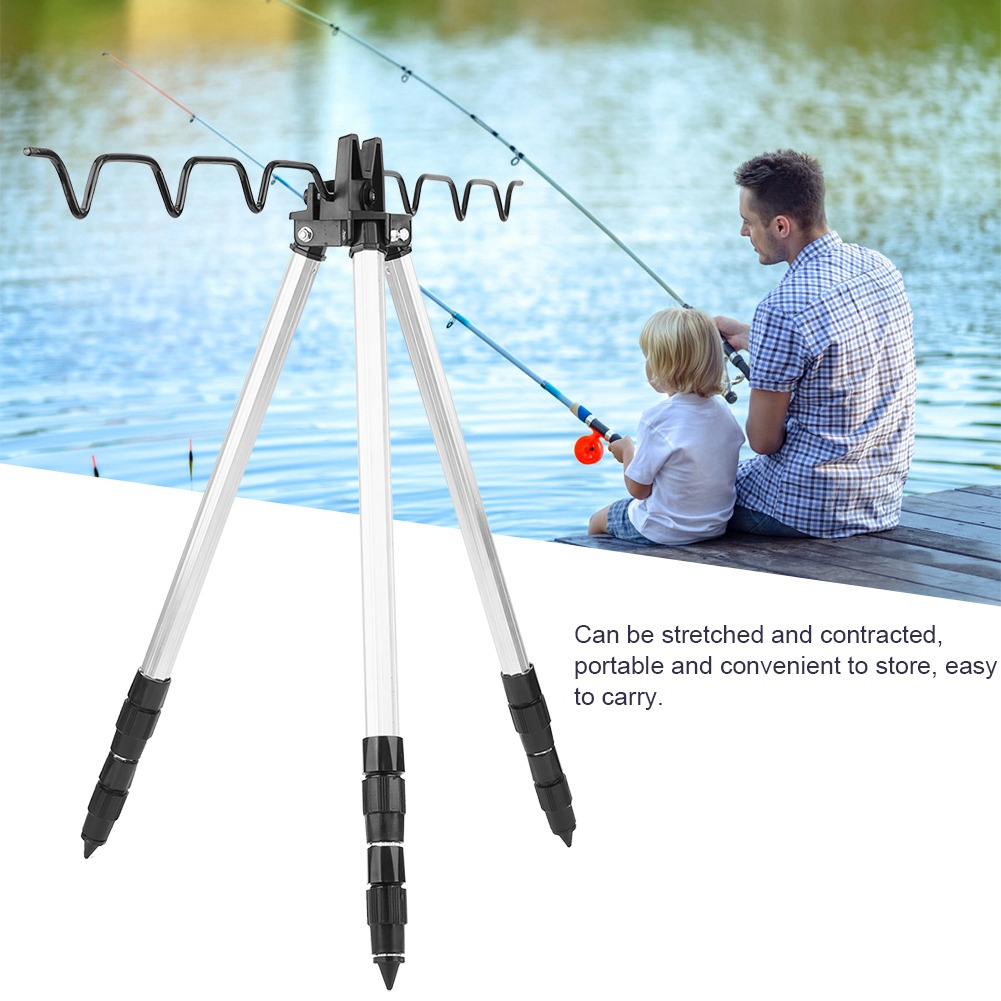 Fishing Rod Pod - ขาตั้งคันเบ็ดตกปลาแบบสามขาอเนกประสงค์ ขาตั้งคันเบ็ดสำหรับตกปลาทะเลกลางแจ้ง ขาตั้งแบบสามเหลี่ยมปรับระดับได้