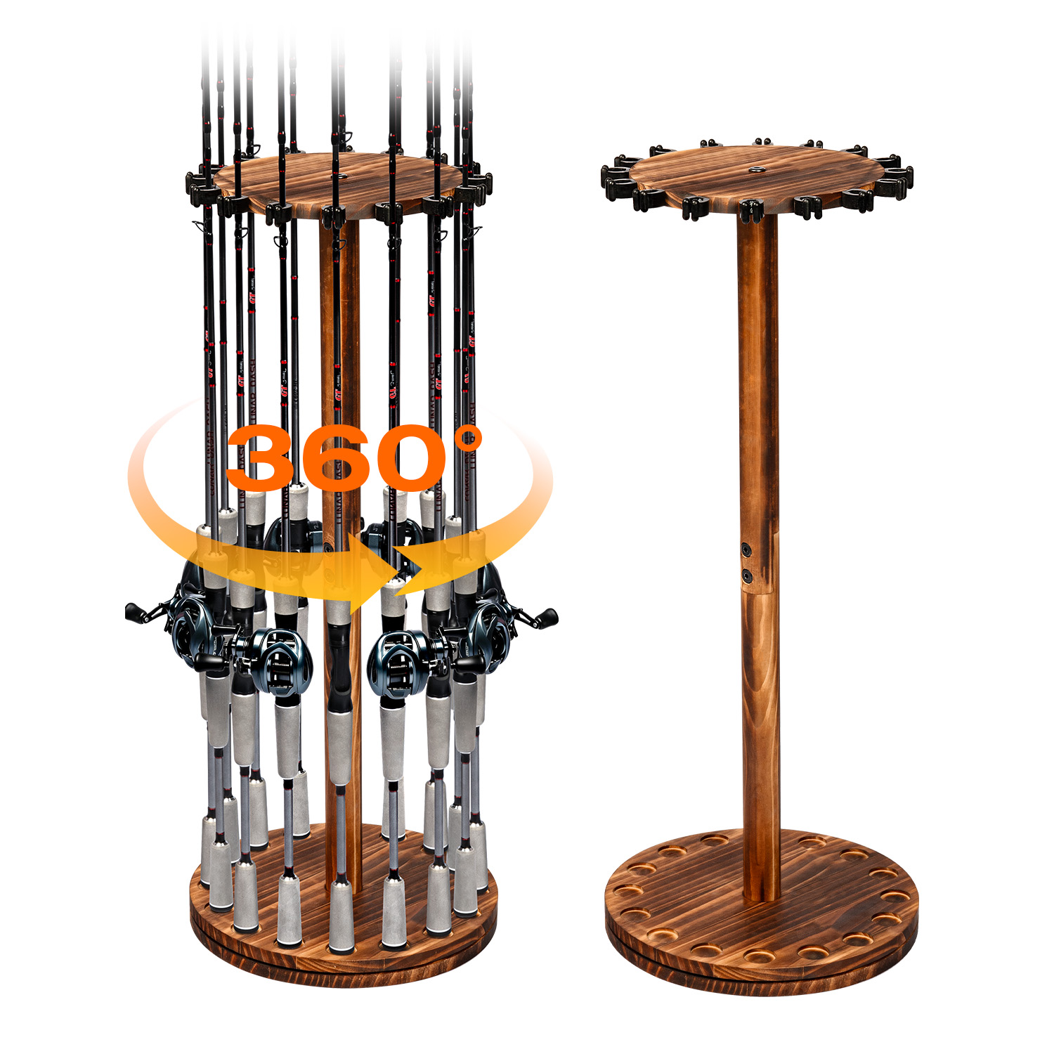 Fishing Rod Pod - ที่วางคันเบ็ดตกปลาแบบหมุนได้ ทำจากไม้คาร์บอน สำหรับจัดเก็บคันเบ็ด ตกแต่งบ้าน ร้านค้า