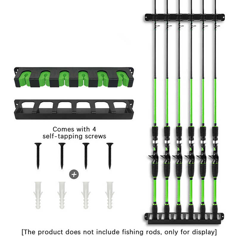 Fishing Rod Pod - ที่วางคันเบ็ดตกปลาแบบใหม่ 6 คัน แบบติดผนัง แนวตั้ง สำหรับจัดเก็บในโรงรถ